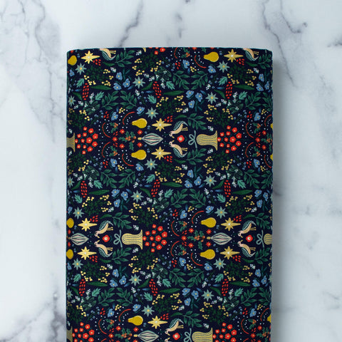 cotton-and-steel-holiday-classics-by-rifle-paper-co-partridge-navy-metallic-rp600-na3m