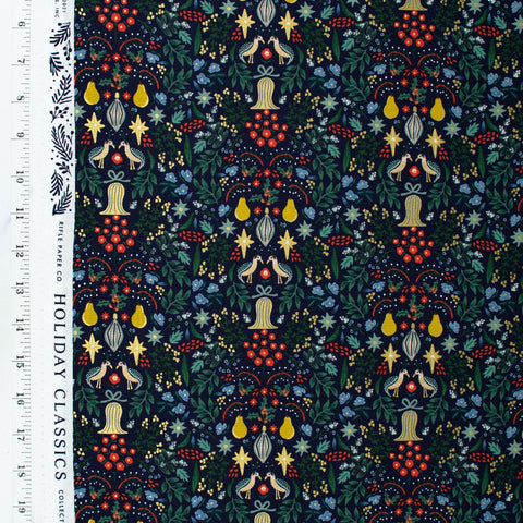 cotton-and-steel-holiday-classics-by-rifle-paper-co-partridge-navy-metallic-rp600-na3m