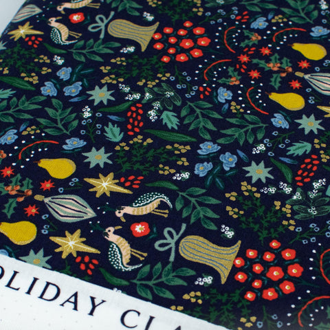 cotton-and-steel-holiday-classics-by-rifle-paper-co-partridge-navy-metallic-rp600-na3m