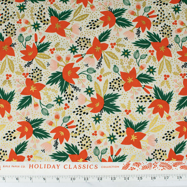 cotton-and-steel-holiday-classics-by-rifle-paper-co-poinsettia-cream-metallic-rp602-cr2m