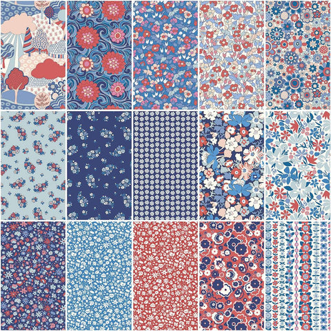 Liberty Fabrics The Carnaby Collection - Retro Indigo - Factory Cut Fat Quarter Bundle