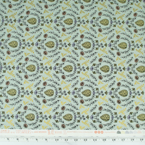 rjr-fabrics-summer-in-the-cotswolds-by-jade-kosinski-beehive-sage-metallic-jm203-sa3m