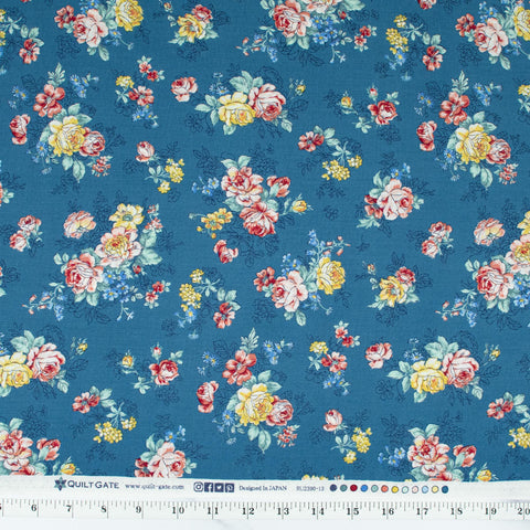ruru-bouquet-blooming-rose-for-quilt-gate-scattered-watercolor-bouquets-blue-RU2390-13D