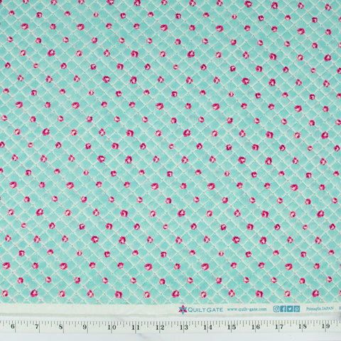 ruru-bouquet-the-rose-garden-for-quilt-gate-small-rose-lattice-on-aqua-background-ru2410-15c