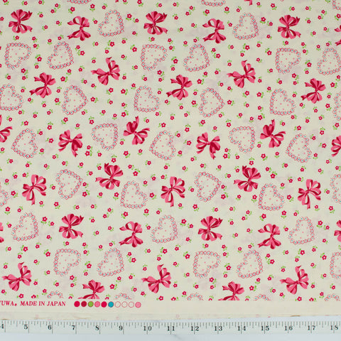 yuwa-atsuko-matsuyama-30s-collection-ribbon-flower-heart-dark-pink-red-on-cream-AT826601-A