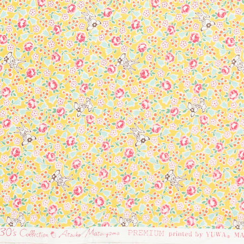 Yuwa: Deer and Tiny Florals on Yellow