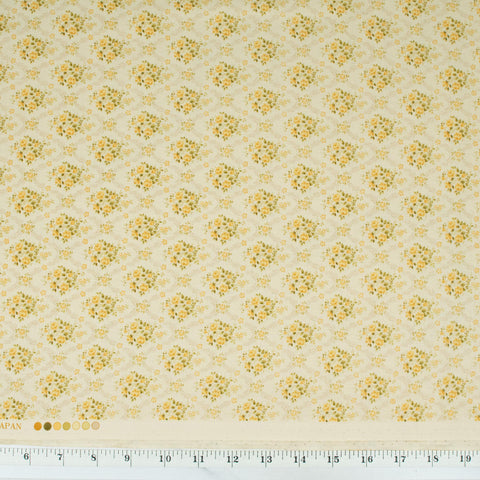 Love at First Sight Collection - Romantic Floral Lattice - Yellow Roses on Natural Linen Color Background